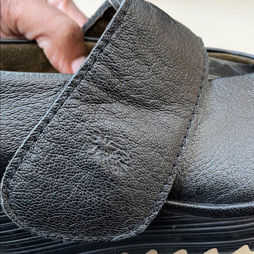 Fly London Black Leather Slip-On Shoes - Picture 7 of 8